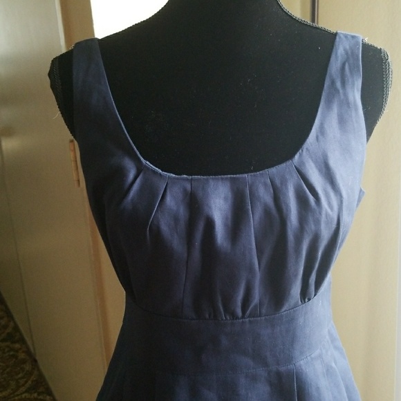 J.Crew Cotton Pleated Navy Sleeveless dress - Picture 3 of 5